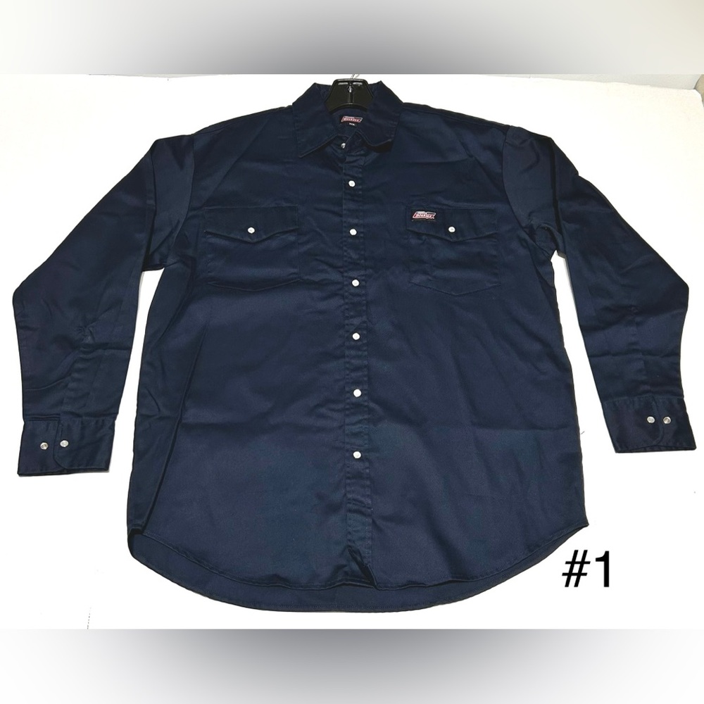 Dickies Navy Long Sleeve Snap Button Work Shirt - Medium - NWOT